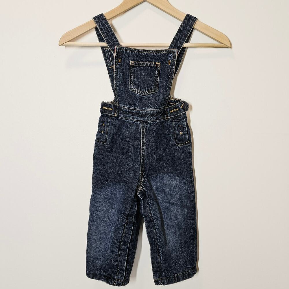 Gap Kids Girl's Baby Denim Fleece Warm Snap Closure Overalls Size‎ 18- 24 Months